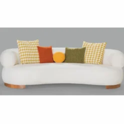 Casa Padrino Luxus Sofa Weiß / Braun 255 cm - Wohnzimmer & Hotel Möbel