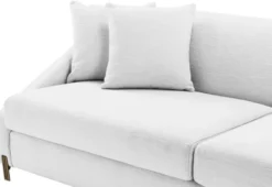 Casa Padrino Luxus Sofa Weiß / Messingfarben 223 x 94 x H. 73 cm - Wohnzimmer Sofa mit 4 Kissen - Luxus Möbel
