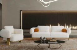 Casa Padrino Luxus Sofa Weiß / Messing 250 x 100 x H. 75 cm - Wohnzimmer Sofa - Hotel Sofa - Wohnzimmer Möbel - Hotel Möbel - Luxus Möbel - Luxus Einrichtung
