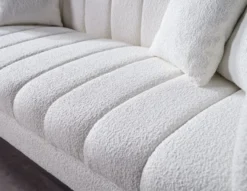 Casa Padrino Luxus Sofa Weiß / Schwarz 240 x 90 x H. 80 cm - Wohnzimmer Sofa - Hotel Sofa - Wohnzimmer Möbel - Hotel Möbel - Luxus Möbel - Luxus Einrichtung