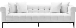 Casa Padrino Luxus Sofa Weiß / Schwarz 240 x 98 x H. 69 cm - Wohnzimmer Sofa mit 4 Kissen - Wohnzimmer Möbel - Luxus Möbel
