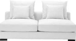 Casa Padrino Luxus Sofa Weiß / Schwarz 182 x 108 x H. 90 cm - Erweiterbares Wohnzimmer Sofa mit Kissen - Luxus Möbel