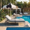 Casa Padrino Luxus Sonnenschirm Weiß / Schwarz Ø 200 x H. 250 cm - Hotel & Garten Möbel VPP