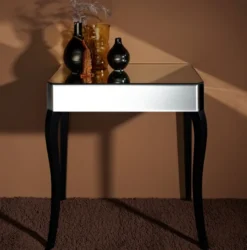 Casa Padrino Luxus Spiegelglas Beistelltisch mit Schublade 71 x 41 x H. 76 cm - Hotel Möbel