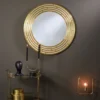 Casa Padrino Luxus Spiegel Messingfarben Ø 100 cm - Runder Wandspiegel mit Metallrahmen - Luxus Kollektion