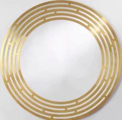 Casa Padrino Luxus Spiegel Messingfarben Ø 100 cm - Runder Wandspiegel mit Metallrahmen - Luxus Kollektion