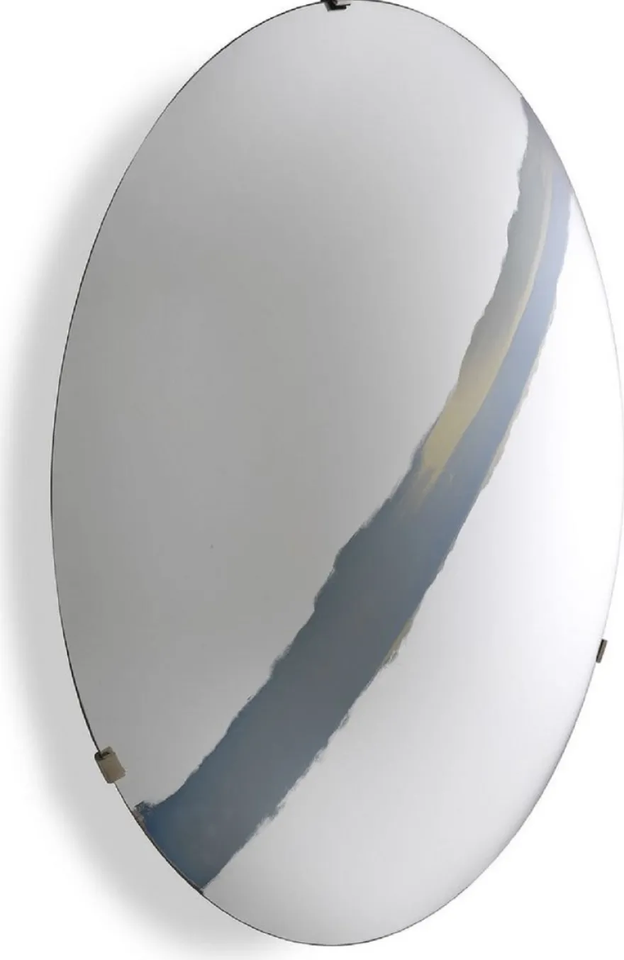 Casa Padrino Luxus Spiegel mit blauem Streifen Ø 119 cm - Runder konkaver Wandspiegel mit Wandhalterung - Luxus Kollektion