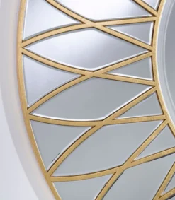 Casa Padrino Luxus Spiegel mit Blütenblatt Motiv Gold Ø 100 cm - Luxus Qualität