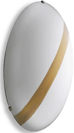 Casa Padrino Luxus Spiegel mit goldenem Streifen Ø 119 cm - Runder konkaver Wandspiegel mit Wandhalterung - Luxus Kollektion