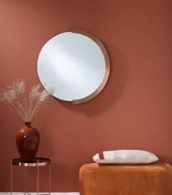 Casa Padrino Luxus Spiegel Rot-Kupferfarben 81 x H. 84 cm - Edler Wandspiegel mit Metallrahmen - Luxus Möbel