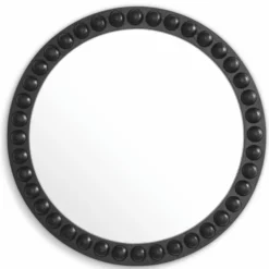 Casa Padrino Luxus Spiegel Schwarz Ø 80 cm - Runder Luxus Wandspiegel