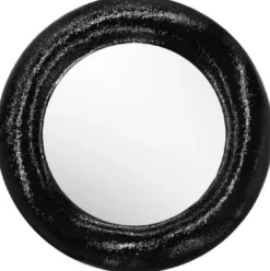 Casa Padrino Luxus Spiegel Schwarz Ø 120 cm - Runder Glasfaser Wandspiegel - Wohnzimmer Spiegel - Garderoben Spiegel - Luxus Kollektion