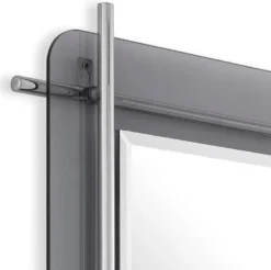 Casa Padrino Luxus Spiegel Silber / Grau 85,5 x 5 x H. 85,5 cm - Quadratischer Wandspiegel mit grau getöntem Glasrand und Edelstahl Stangen - Luxus Kollektion