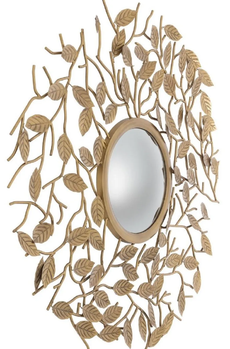 Casa Padrino Luxus Spiegel Vintage Messingfarben Ø 130 cm - Runder konvexer Wandspiegel - Luxus Möbel - Luxus Kollektion