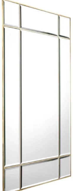 Casa Padrino Luxus Spiegel / Wandspiegel Vintage Messingfarben 90 x 3 x H. 140 cm - Luxus Möbel