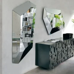 Casa Padrino Luxus Spiegel 100 x 6 x H. 160 cm - Edler Wandspiegel mit verspiegeltem Rand - Luxus Möbel