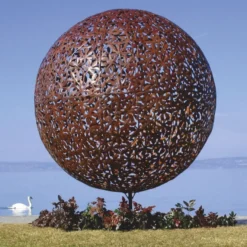 Casa Padrino Luxus Stahl Garten Deko Skulptur Kugel Rost Ø 170 x H. 200 cm