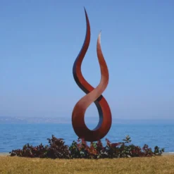 Casa Padrino Luxus Stahl Garten Deko Skulptur Flamme Rost H. 210 cm