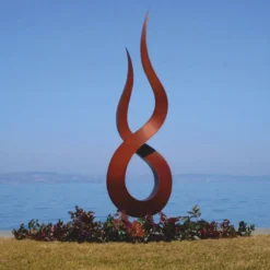 Casa Padrino Luxus Stahl Garten Deko Skulptur Flamme Rost H. 210 cm