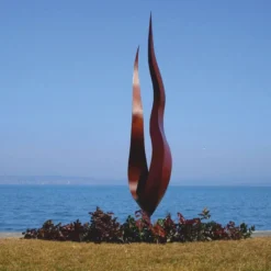 Casa Padrino Luxus Stahl Garten Deko Skulptur Flamme Rost H. 210 cm