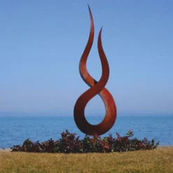 Casa Padrino Luxus Stahl Garten Deko Skulptur Flamme Rost H. 210 cm