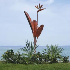 Casa Padrino Luxus Stahl Garten Deko Skulptur Pflanze Rost H. 205 cm