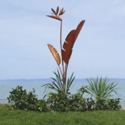 Casa Padrino Luxus Stahl Garten Deko Skulptur Pflanze Rost H. 205 cm