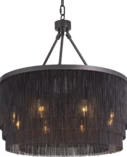 Casa Padrino Luxus Stahl Kronleuchter Bronzefarben Ø 60 x H. 68 cm - Runder Hotel & Restaurant Kronleuchter - Luxus Qualität