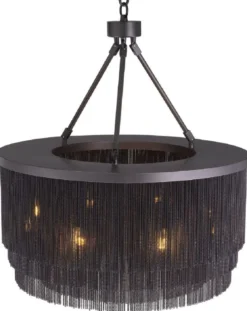 Casa Padrino Luxus Stahl Kronleuchter Bronzefarben Ø 60 x H. 68 cm - Runder Hotel & Restaurant Kronleuchter - Luxus Qualität