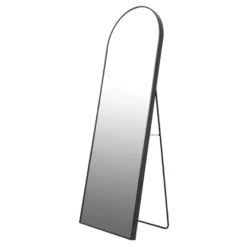 Casa Padrino Luxus Standspiegel Schwarz 55 x 10 x H. 165 cm - Ganzkörperspiegel mit Bogen