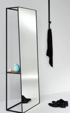 Casa Padrino Luxus Standspiegel mit Regal 65 x 32 x H. 17 cm - Designer Spiegel