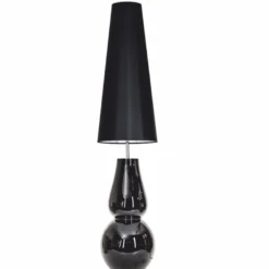 Casa Padrino Luxus Stehleuchte Schwarz H. 137 cm - Runde Glas Stehleuchte