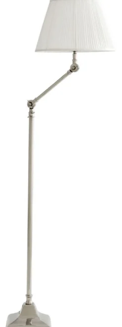 Casa Padrino Luxus Stehleuchte mit Schwenkarm Silber / Weiß Ø 30 x H. 115-143 cm - Höhenverstellbare Wohnzimmer Lampe
