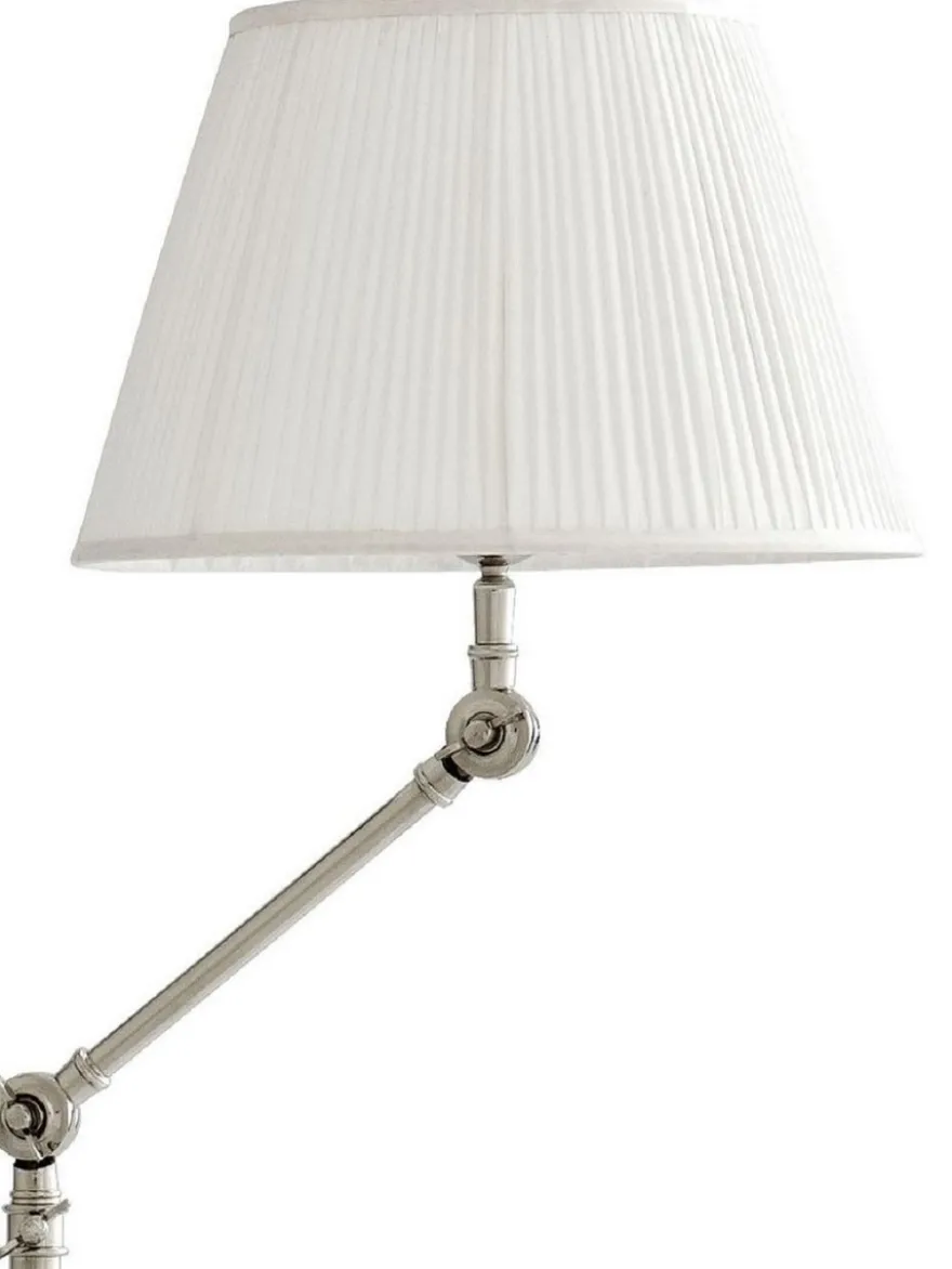 Casa Padrino Luxus Stehleuchte mit Schwenkarm Silber / Weiß Ø 30 x H. 115-143 cm - Höhenverstellbare Wohnzimmer Lampe