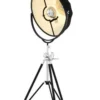 Casa Padrino Luxus Stehleuchte Schwarz - Massive Designer Leuchte aus Nickel und Baumwolle, Durchmesser 80 cm, Höhe 178-203 cm