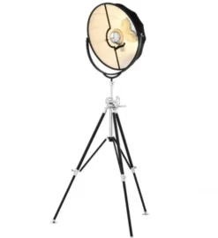Casa Padrino Luxus Stehleuchte Schwarz - Massive Designer Leuchte aus Nickel und Baumwolle, Durchmesser 80 cm, Höhe 178-203 cm