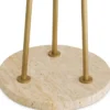Casa Padrino Luxus Stehleuchte Antik Messingfarben / Beige / Weiß Ø 70 x H. 185 cm - Moderne Stahl Stahlampe mit Travertin Naturstein Lampenfuß und rundem Glas Lampenschirm - Luxus Kollektion