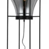 Casa Padrino Luxus Stehleuchte Grau / Schwarz Ø 50 x H. 158 cm - Runde Metall Stehleuchte mit Glas Lampenschirm - Luxus Stehleuchten - Luxus Leuchten - Luxus Interior