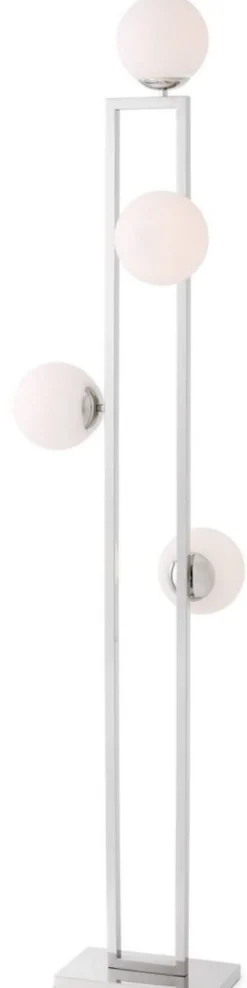 Casa Padrino Luxus Stehleuchte Silber / Weiß 40 x 34,5 x H. 175 cm - Moderne Wohnzimmer Lampe - Luxus Kollektion