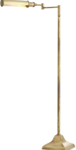 Casa Padrino Luxus Stehleuchte Vintage Messingfarben 18 x H. 102-136 cm - Höhenverstellbare Stehleuchte mit Schwenkarm - Luxus Kollektion