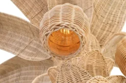 Casa Padrino Luxus Stehleuchte Palme Naturfarben Ø 260 x H. 280 cm - Rattan Stehlampe im Palmen Design - Wohnzimmer Stehleuchte - Luxus Leuchten - Luxus Stehleuchten