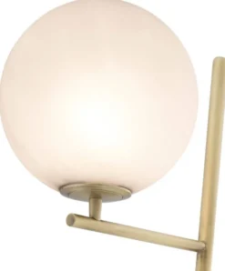 Casa Padrino Luxus Stehleuchte Antik Messingfarben / Schwarz / Weiß 39 x 30 x H. 159 cm - Moderne Metall Stehlampe mit Marmorfuss und rundem Glas Lampenschirm - Luxus Qualität