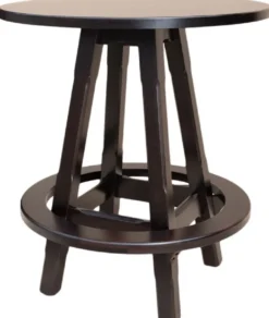 Casa Padrino Luxus Stehtisch mit Fußstütze Dunkelbraun Ø 100 x H. 110 cm - Runder Massivholz Tisch - Runder Massivholz Bartisch - Massivholz Möbel - Bar Möbel - Gastronomie Möbel
