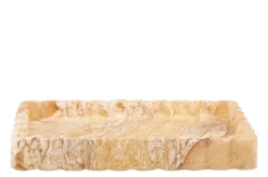 Casa Padrino Luxus Tablett Mehrfarbig 30 x 20 x H. 4 cm - Rechteckiges Tablett Petal aus hochwertigem Sandstein - Luxus Deko Accessoires