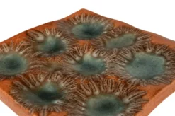 Casa Padrino Luxus Tablett Orange 31,5 x 32,5 x H. 3 cm - Deko Tablett und Wandrelief in Anemonen-Form aus feinem Porzellan - Luxus Deko Accessoires