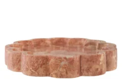 Casa Padrino Luxus Tablett Rosa Ø 25 x H. 4 cm - Rundes Tablett Petal aus hochwertigem Pink Kalipare Marmor - Luxus Deko Accessoires