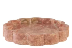 Casa Padrino Luxus Tablett Rosa Ø 25 x H. 4 cm - Rundes Tablett Petal aus hochwertigem Pink Kalipare Marmor - Luxus Deko Accessoires