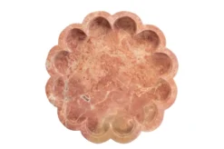 Casa Padrino Luxus Tablett Rosa Ø 25 x H. 4 cm - Rundes Tablett Petal aus hochwertigem Pink Kalipare Marmor - Luxus Deko Accessoires
