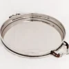 Casa Padrino Luxus Tablett Rundes Serviertablett aus Messing in Nickel Farbe Durchmesser 40 x H 6,5 cm