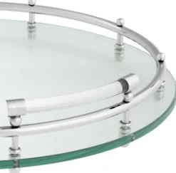 Casa Padrino Luxus Tablett / Serviertablett Silber Ø 40 x H. 7 cm - Gastronomie Accessoires